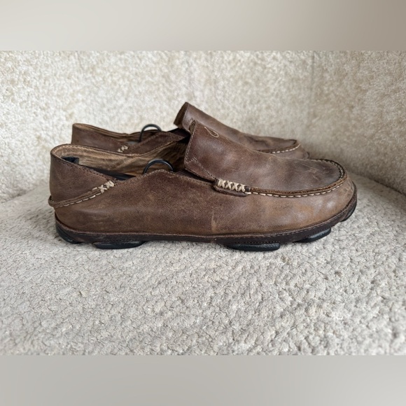 Olukai Moloa Slip On Shoes Mens 9 Brown Leather Casual Comfort Loafers main image 7